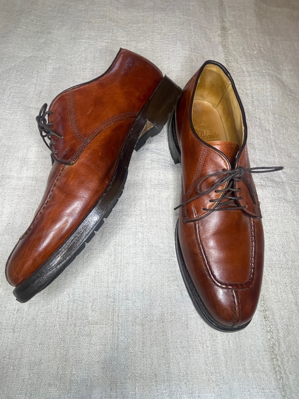 Allen Edmonds Dellwood Brown Split Toe Derby Dress Shoes 11D Leather Vibram Sole